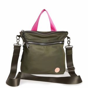 💕Shorty Love Amuse crossbody bag in olive green with pink handle💕